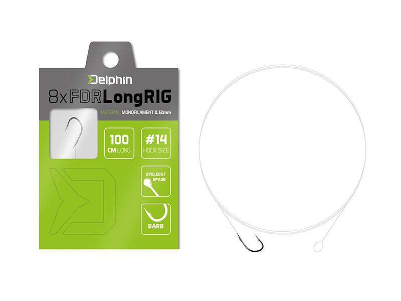 Przypon Delphin FDR LongRIG / 8szt 100cm / 0,18mm / BARB #10 0